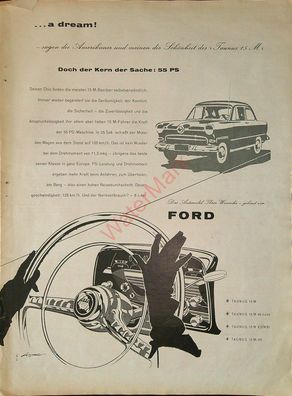 Originale alte Reklame Werbung Ford Taunus 12 M + 15 M v. 1956