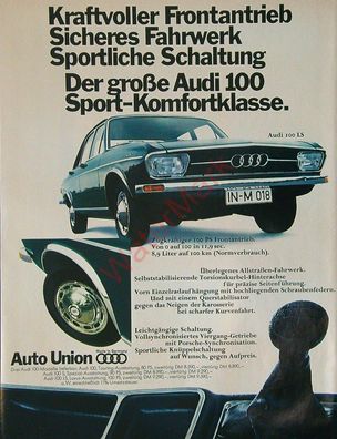 Originale alte Reklame Werbung Audi 100 v. 1969