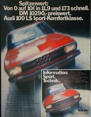 Originale alte Reklame Werbung Audi 100 v. 1970