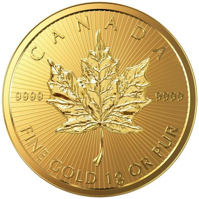 Maple Leaf 2022 1 Gramm Maplegram 999 Gold Goldmünze Blister m. Seriennummer