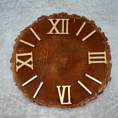 Römische Zahlen Ziffern 3 6 9 12 und 8 Striche Holz, in 5 cm Höhe für Uhren ROM4850