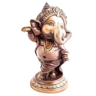 Tanzender Baby Ganesha indische Gottheit Elefant Messing 12,5 cm 890 g