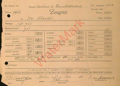 Dokument Urkunde Schulzeugnis Berlin v. 29.9.1925