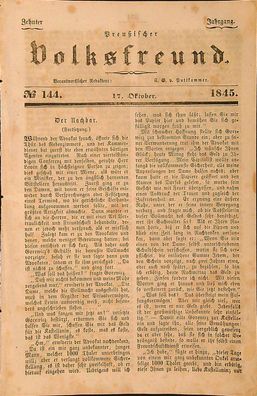 Zeitung Volksfreund v. 17.10.1845 Berlin