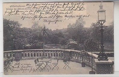 64702 Ak Wilhelmshaven Terrasse des Offiziers-Casino mit Blick in den Park 1906
