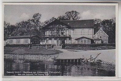 64520 Ak Coswig Anhalt Gasthaus zur Elbterrasse (Fährstelle) um 1940
