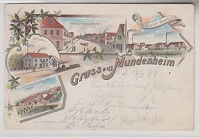 65179 Ak Lithografie Gruss aus Mundenheim Giulini-Werk u.a. 1899