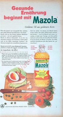 Originale alte Reklame Werbung Mazola Öl v. 1961