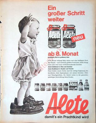 Originale alte Reklame Werbung Alete Kindernahrung v. 1963