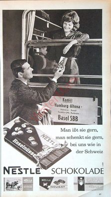 Originale alte Reklame Werbung Nestle Schokolade v. 1963