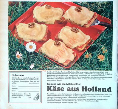 Originale alte Reklame Werbung Käse aus Holland v. 1963