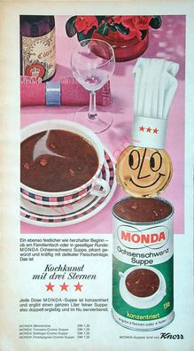 Originale alte Reklame Werbung Knorr Ochsenschwanzsuppe Monda v. 1963