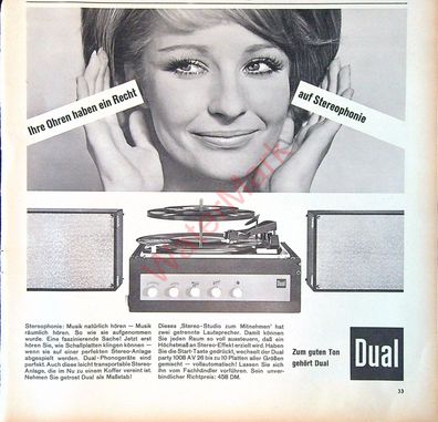 Originale alte Reklame Werbung Plattenspieler DUAL party 1008 AV v. 1963