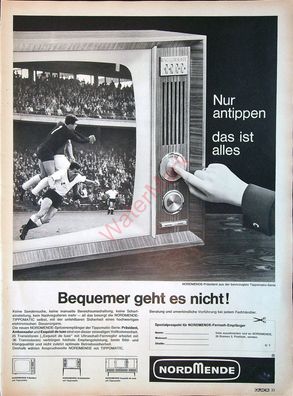 Originale alte Reklame Werbung Fernseher Nordmende Präsident Tippomatic v. 1965
