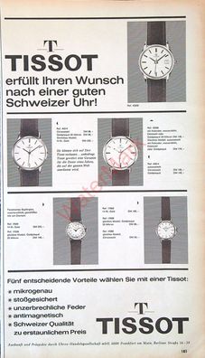 Originale alte Reklame Werbung Uhr Armbanduhr Tissot v. 1963