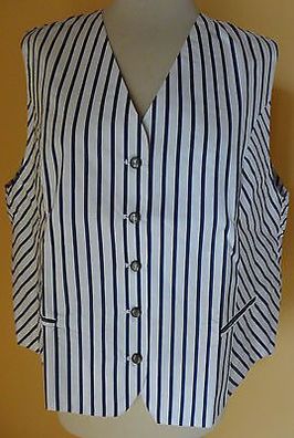 edle Damen Weste ärmellos weiß/ blau gestreift Gr. 52 NEU