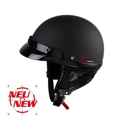 Motorrad Oldtimer Police Helm Retro Braincap Redbike RB 520 schwarz matt S-XXL