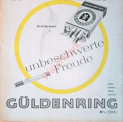 Originale alte Reklame Werbung Zigaretten Güldenring v. 1959