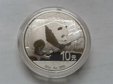 Original 10 Yuan 2016 China Panda 30g 999er Silber in Münzdose