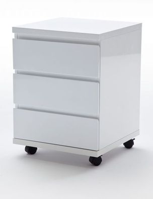 Rollcontainer Bürocontainer weiß Hochglanz Schreibtisch Container mit Schubladen