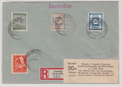 00079 seltener R-Brief SBZ Coswig Bezirk Dresden 28.11.1945