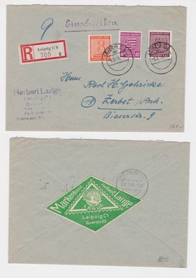 50069 seltener SBZ R Brief Leipzig Michel 84xa, 130y,137xb 6.5.1946