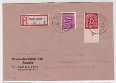 55428 seltener R-Brief SBZ Provinz Sachsen Michel 84 y Halle 29.7.1946