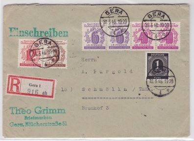 66989 seltene SBZ R-Brief West Sachsen Gera 28.3.1946