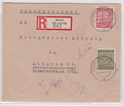 95049 seltener R-Brief SBZ West Sachsen Borna 1.12.1945