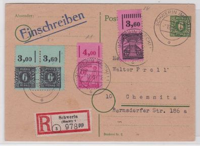 95569 seltene SBZ R-Karte Mecklenburg Vorpommern Schwerin 5.12.1945