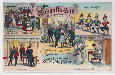 32675 Künstler AK Gruss von der Musterung - Zukunftsbild der Cavallerie 1907