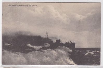60111 Ak Deutsches Kriegsschiff, Hochseetorpedoboot im Sturm in der Nordsee 1912