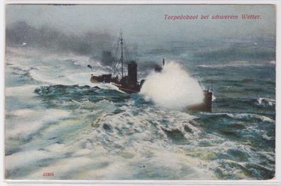62068 Ak Deutsches Kriegsschiff Marine Torpedoboot bei schwerem Wetter 1912
