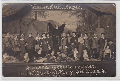 71180 Ak Wallensteins Lager, Kaisers Geburtstagsfeier, Funker Bat. Nr. 4 1914