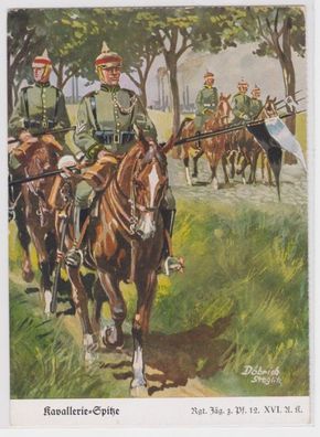 96817 Ak Regiment Jäger zu Pferd 12 XVI. Armee Korps 'Kavallerie Spitze' um 1930