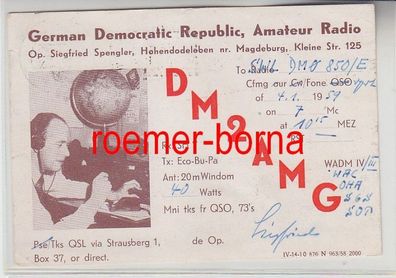 66568 QSL Karte Funker Funkamateur DDR DM2AMG Hohendodeleben 1959
