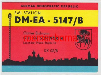 72780 QSL Karte Funker Funkamateur DDR SWL Station DM-EA-5147/ B Schwerin 1970
