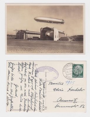 68004 AK 'Graf Zeppelin' und LZ 129, Stempel Besuch der Zeppelinwerft 1935