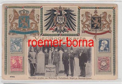 74840 Präge Ak Vierländerkarte Grenzleben am Vier-Länderblick 1912