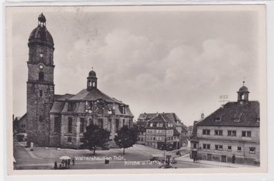 18574 Ak Waltershausen in Thüringen - Platz mit Kirche und Rathaus 1938