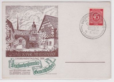 49650 Ak Gössnitz 60 Jahre Philatelistenstadt 1947