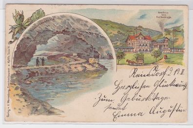 55950 AK Gasthaus zum Barbarossa, Barbarossahöhle im Kyffhäuser Reinsdorf 1901