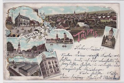 69371 Ak Lithographie Gruß aus Triptis Postamt, Porzellanfabrik usw. 1898