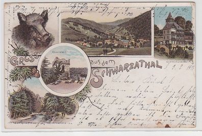 70004 Ak Lithographie Gruss aus dem Schwarzathal 1913