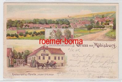 70567 Ak Lithografie Gruss aus Möbisburg Restaurant zur Forelle 1901