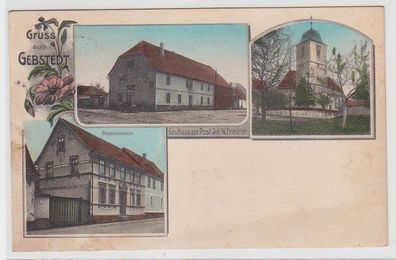 71553 Ak Gruss aus Gebstedt, Mehransicht u.a. Gasthaus zur Post, 1914