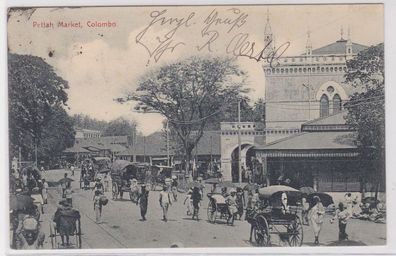 71004 AK Colombo - Pettah Market, Straßenansicht mit regem Handelstreiben 1906