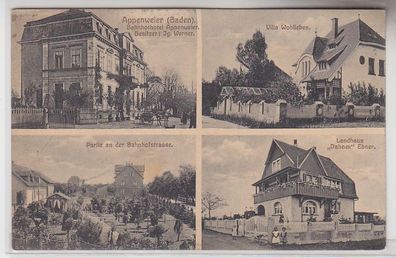 70261 Mehrbild Ak Appenweiher (Baden) Bahnhofhotel usw. 1915