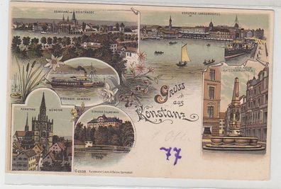 71111 Ak Lithographie Gruss aus Konstanz Stadtansichten um 1900