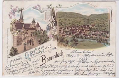 85816 AK Gruss aus Braunsbach - Schloß & Panorama 1898